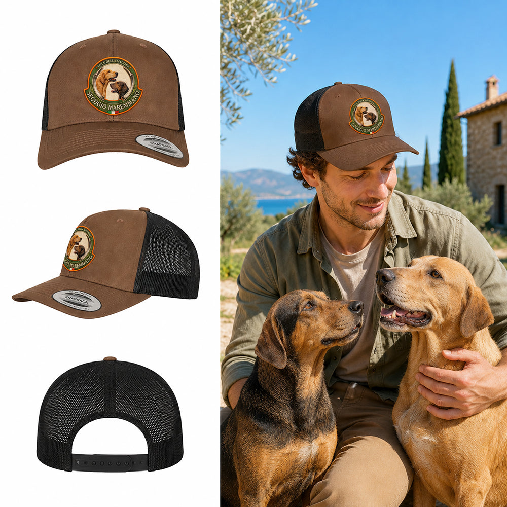berretto Segugio Maremmano con patch effetto ricamo 3D e nome personalizzato ricamato