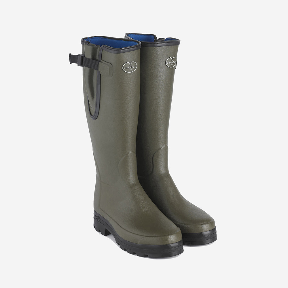 Stivali Le Chameau Vierzonord Neoprene lined verdi vista laterale con suola Grip