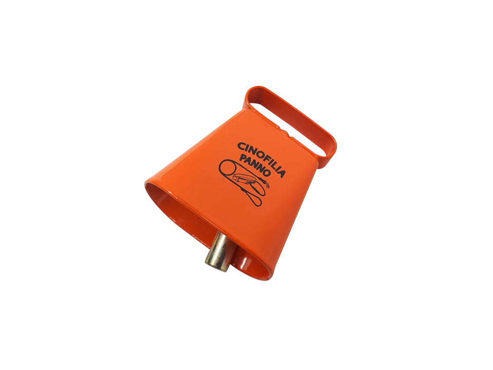 French bell in orange painted steel h 4.5