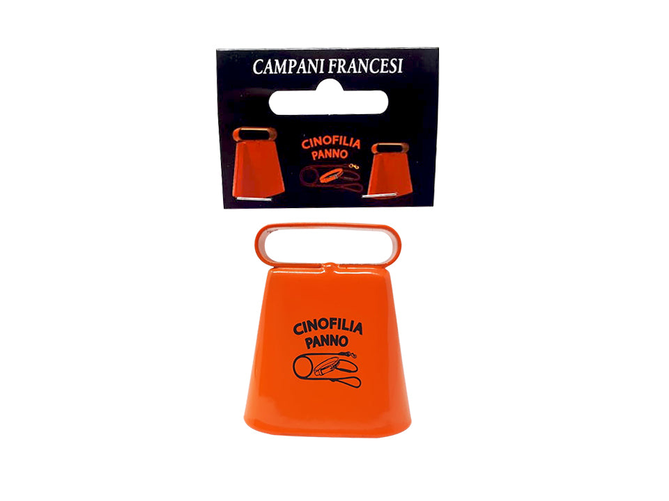 French bell in orange painted steel h 4.5