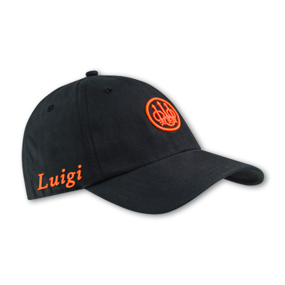 Cappellino Beretta nero con logo ricamato e visiera curva regolabile