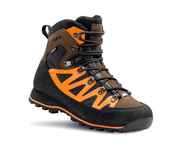 Scarponi Crispi Ascent Evo GTX marroni con inserti arancioni vista laterale
