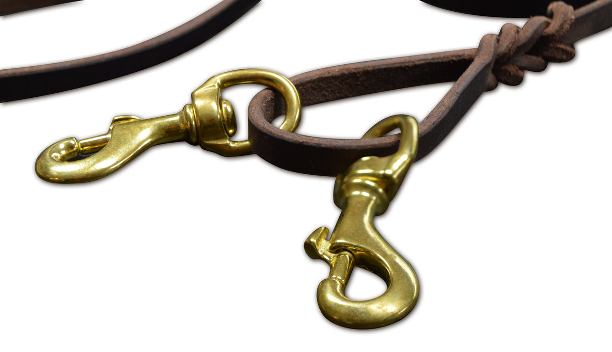Leather leash with double snap hook