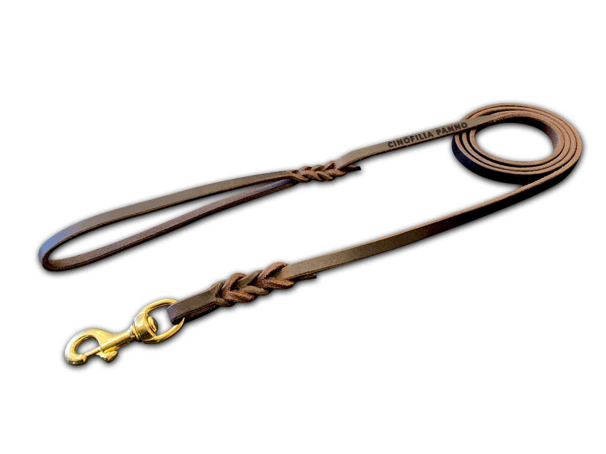 Leather leash with brass snap hook