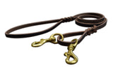 Leather leash with double snap hook