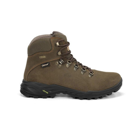 Scarponi Chiruca Trofeo GTX marrone/verde vista laterale con suola Vibram