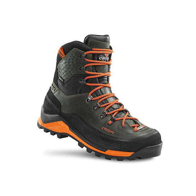 Scarponi Crispi Futura PWR GTX neri con suola arancione Vibram vista laterale