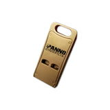 Flat brass whistle with matching whistle holder