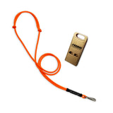 Flat brass whistle with matching whistle holder