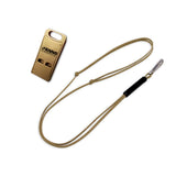 Flat brass whistle with matching whistle holder