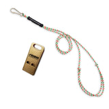 Flat brass whistle with matching whistle holder