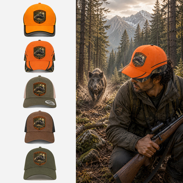 berretto cinghiale che corre con patch effetto ricamo 3D e nome personalizzato ricamato
