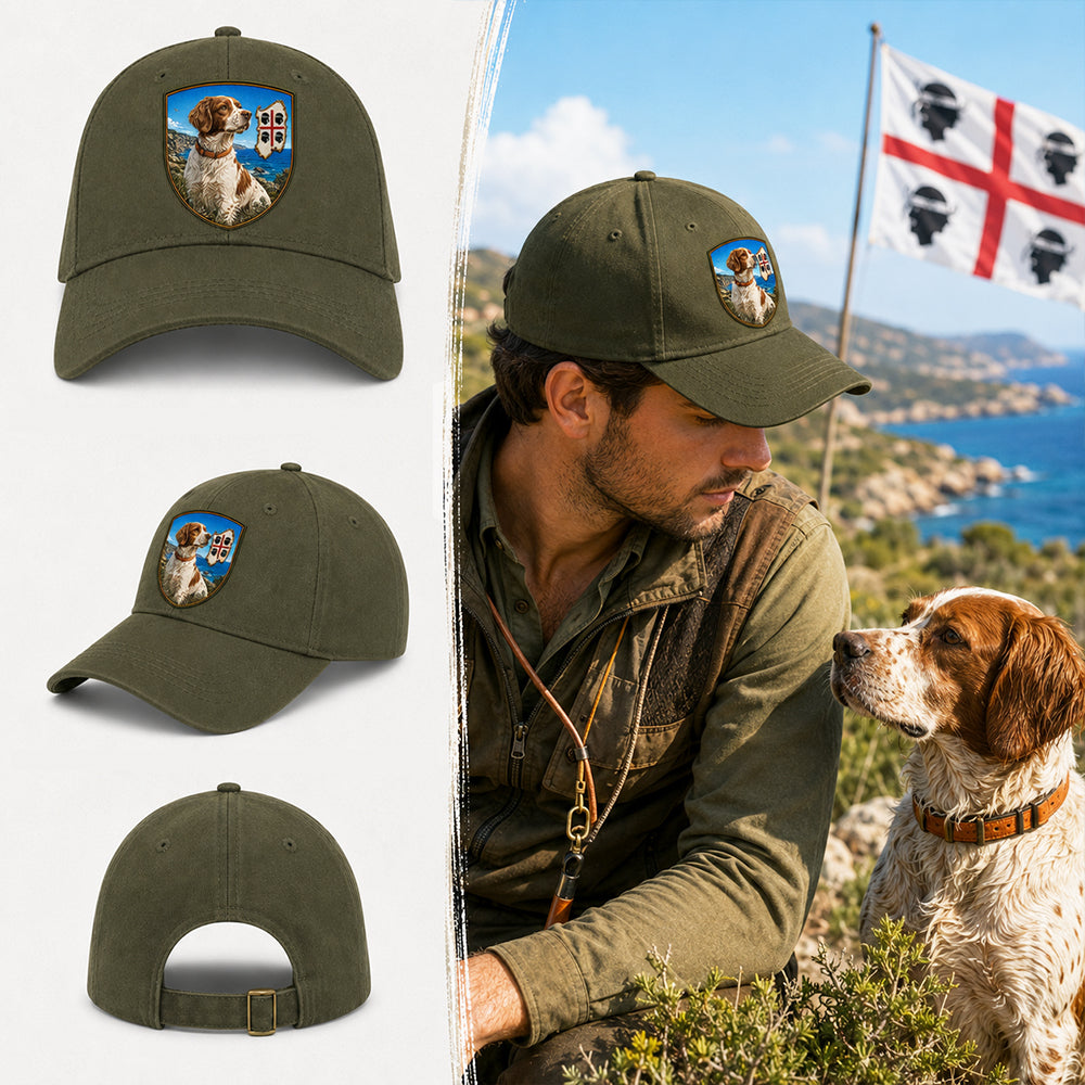 Berretto epagneul breton sardegna con patch effetto ricamo 3d