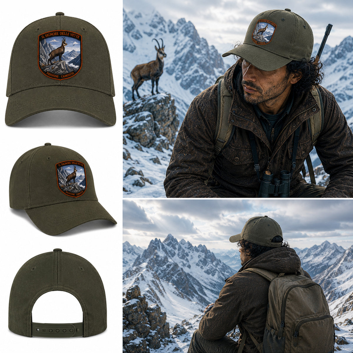 Berretto camoscio con patch effetto ricamo 3d