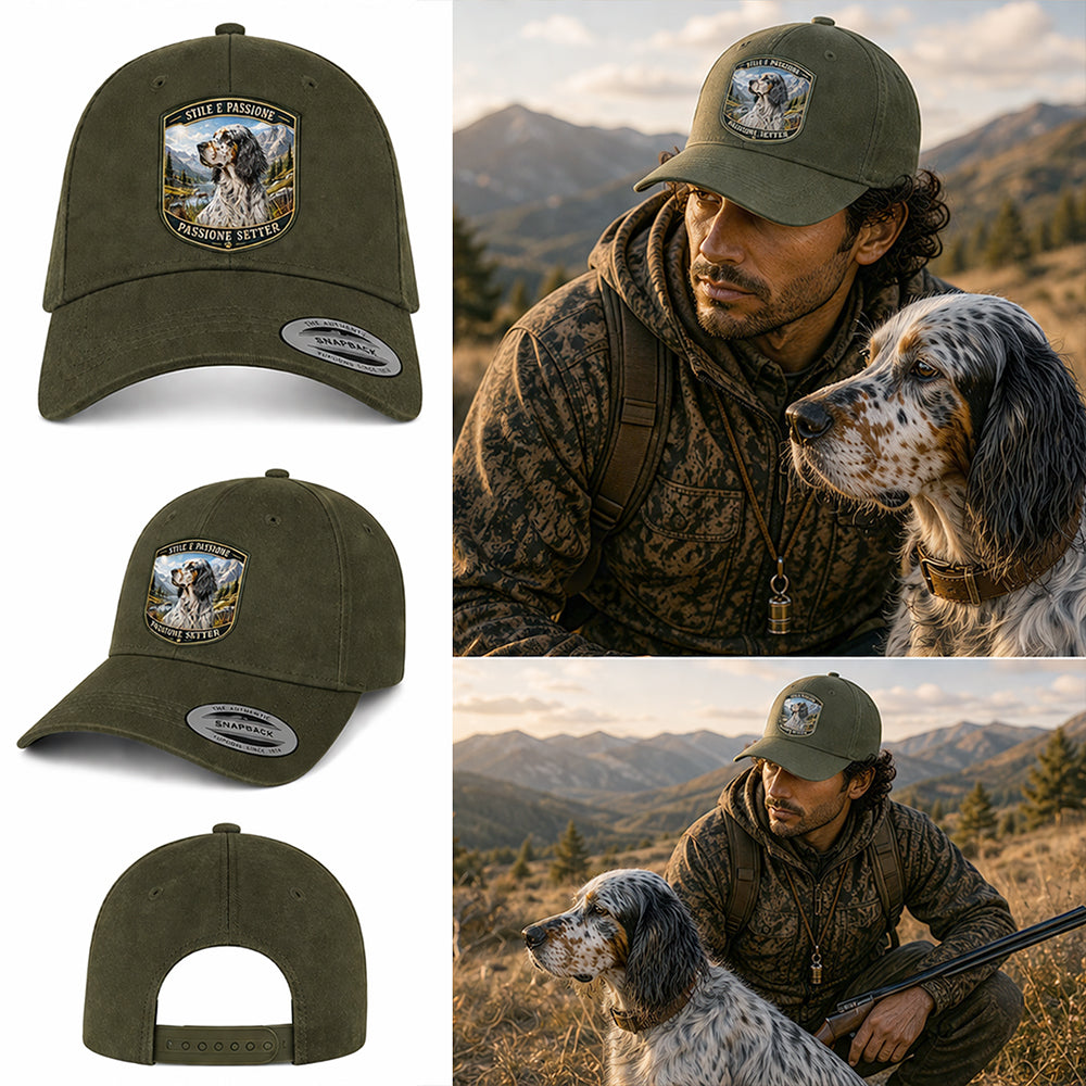 Berretto setter inglese con patch effetto ricamo 3d