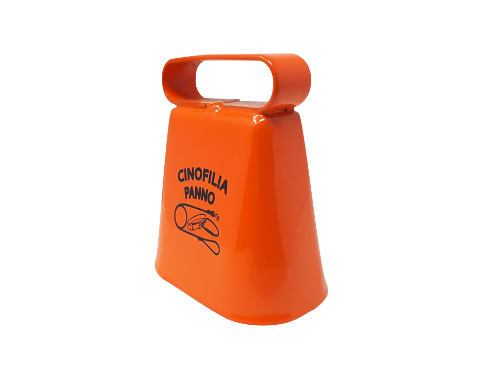 French bell in orange painted steel h 3.5