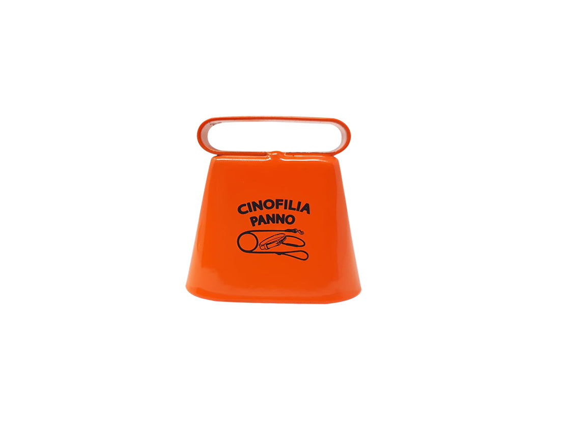 French bell in orange painted steel h 3.5