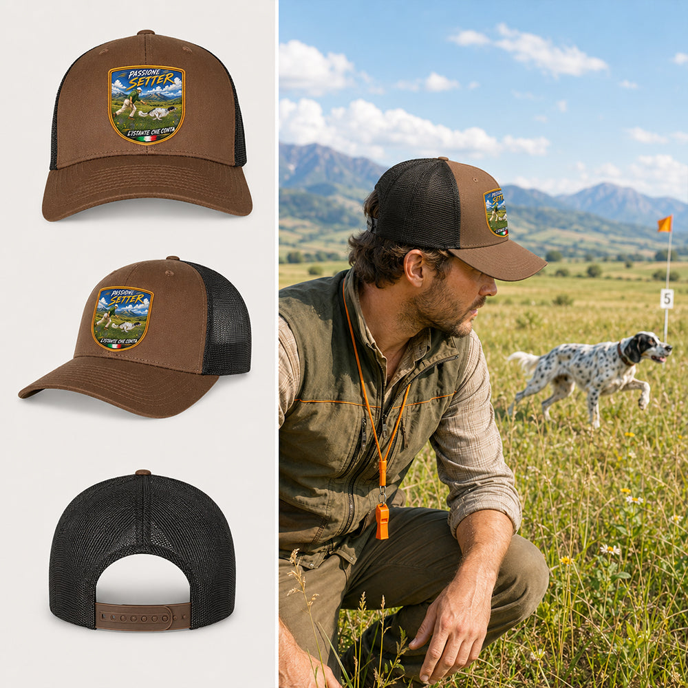 berretto setter in gara con patch effetto ricamo 3D e nome personalizzato ricamato