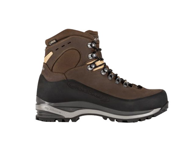 Scarponi AKU Superalp NBK GTX marroni con membrana Gore‑Tex vista laterale