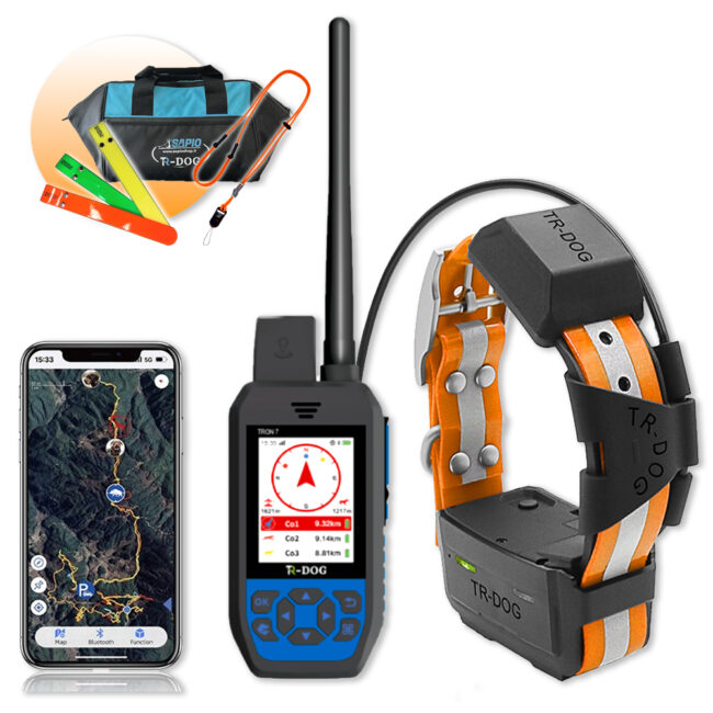 kit tr dog tron 7 con collare r60 gps gsm rilevatore acustico vibrazione flash
