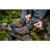 Scarponi Crispi Futura PWR GTX neri con suola arancione Vibram vista laterale
