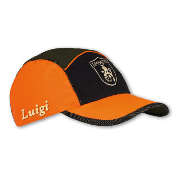 Cappello Trabaldo Apache ad alta visibilità con inserti arancio fluo e personalizzazione nome