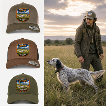 berretto setter inglese in ferma lo stilista con patch effetto ricamo 3D e nome personalizzato ricamato